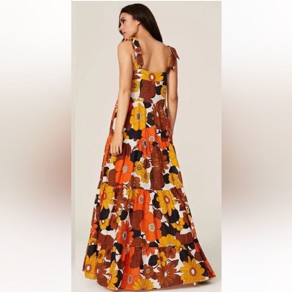 New DODO BAR OR Lima Square-neck Floral-print Dress In Flower 3 Blue Small - Picture 5 of 15